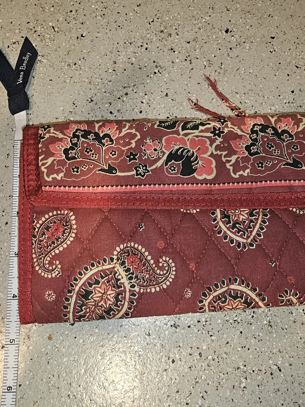 Quilted Paisley Wallet in Deep Red